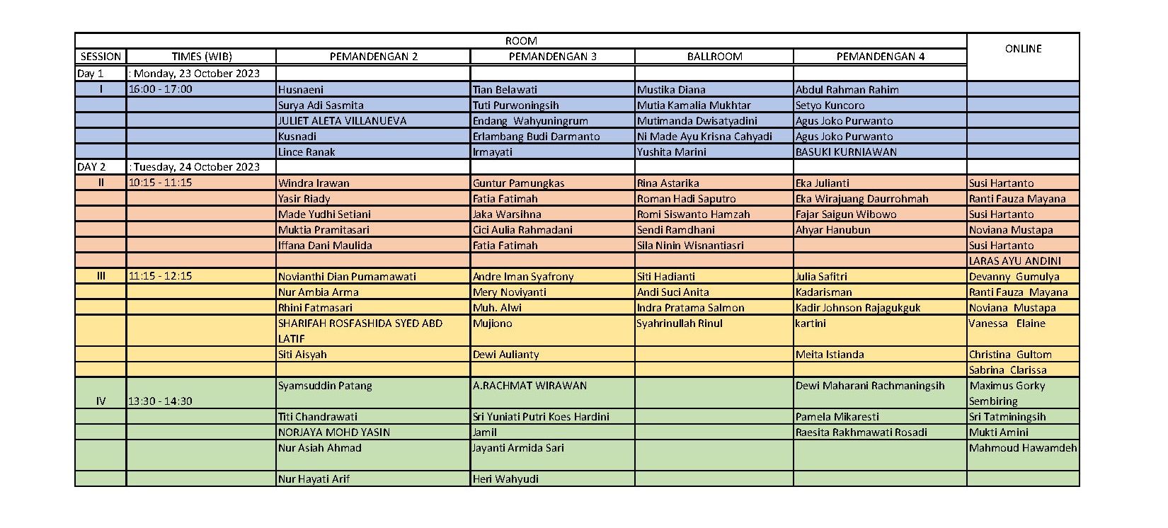 parallel session schedule page 1